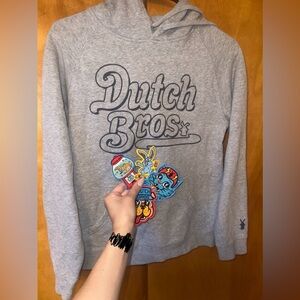 Vintage Dutch Bros Hoodie Size M Unisex and 5 stickers